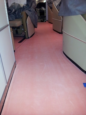 Pose moquette A380 zone first class phase d’installation 
